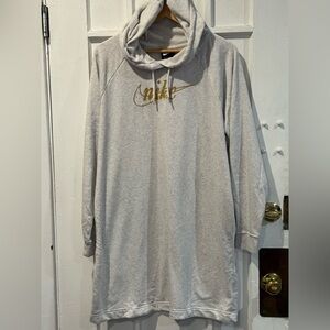 Nike White Hoodie with Gold Logo
